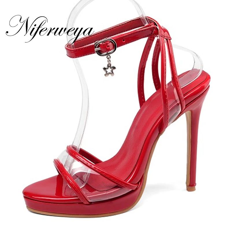 

New Summer women wedding shoes big size 28-52 sexy Peep Toe platform high heels Ankle Strap thin heel Sandals zapatos mujer