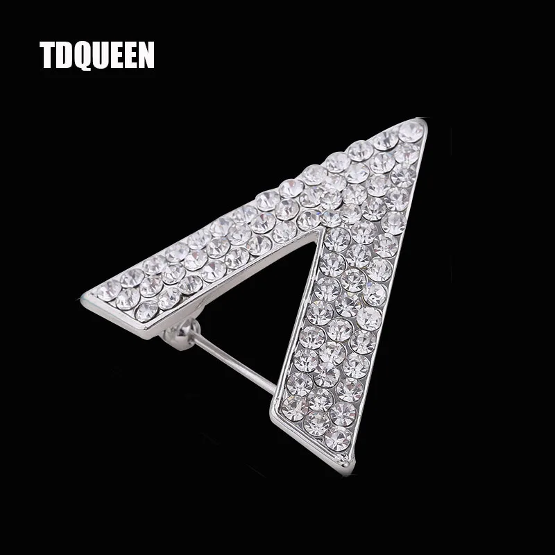 TDQUEEN Shirt Brooch Pin Collar Silver Plated Crystal Rhinestone V ...