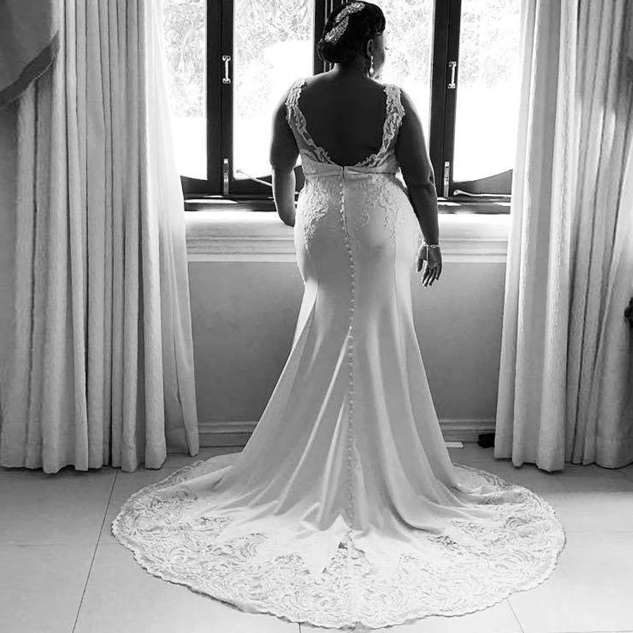 Jiayigong Sexy Wedding Dress Vestido De Novia Customized Sleeveless Applique Sweep Train Mermaid Wedding Gowns Robe De Mariage 6