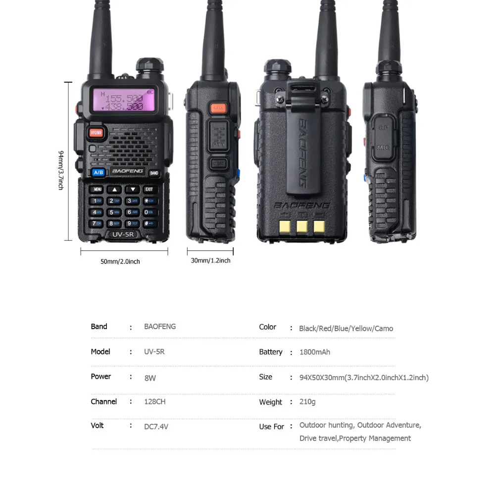 Baofeng UV-5R 8 Вт рация Двойной диапазон УВЧ, СВЧ UV5R CB радио128ch VOX Ham Радио дальний трансивер для охотничья рация