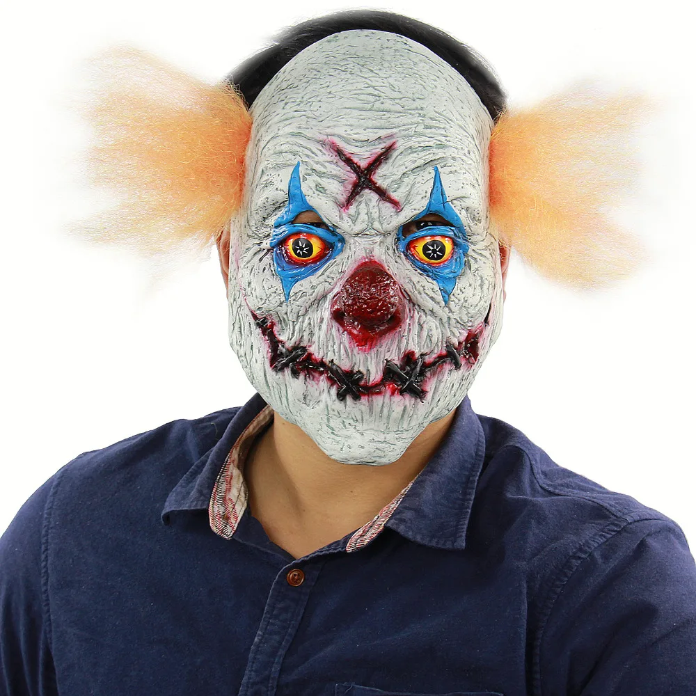 

Scary Latex Stitched mouthTerror Human Clearance Plan Revenge Clown Mask Halloween Bars Props Weird Latex Scary Clown Masks
