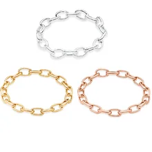 925 стерлингового серебра звено цепи базовые браслеты Rolo Chian Браслет подходящие амулеты, DIY Шарм Браслет Простые Ювелирные украшения подарок для женщин