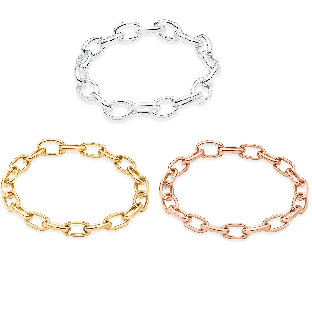 

925 Sterling Silver Link Chain Basic Bracelets Rolo Chian Bracelet Fit Charms, DIY Charm Bracelet Basics Jewelry Gift For Women