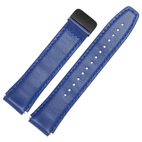 Soft calf leather strap striped watch band for HUAWEI B5 smart Bracelet replacement wrist strap - Цвет ремешка: Blue A