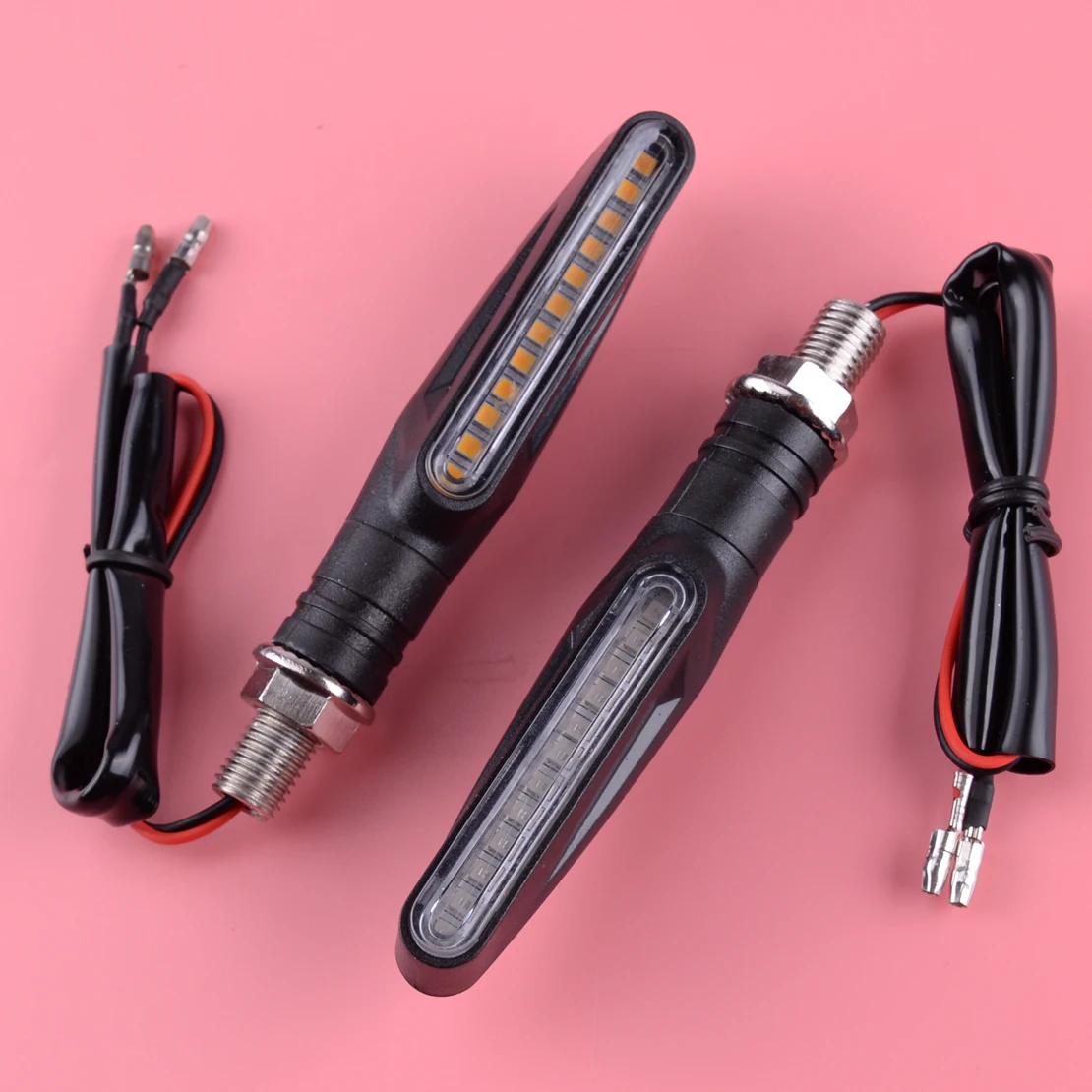 

DWCX 4pcs 12 LED Amber Motorcycle Bike Turn Signal Light Flowing Water Flexible Indicator Blinker Flashers Lamp