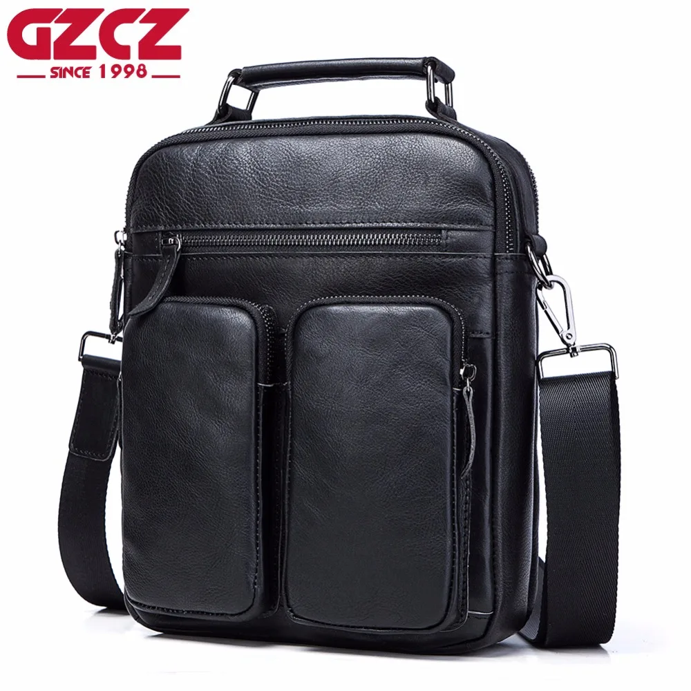 

GZCZ New Genuine Leather Casual Men Bag Brand Handbag High Quality Business Casual Men's Travel Bag Shoulder Bags Tote Briefcase