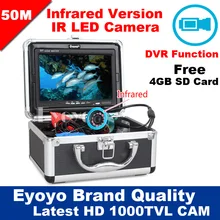 Eyoyo Original 50M Depth Finder 1000TVL HD Underwater Fishing Camera Video Recorder DVR 7″ Infrared IR LED lights Camera Fishing