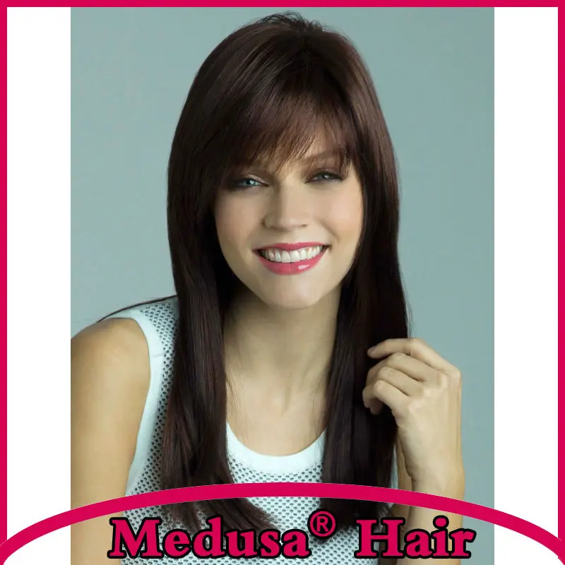 

Medusa hair products: Free shipping Synthetic pastel wigs for women Long straight Mix color Rapunzel Mono wig with bangs SW0057B