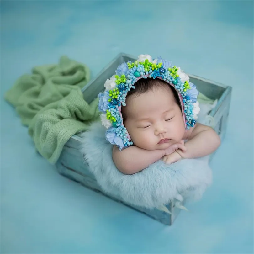 Newborn flower sitter bonnet floral hat Handmade knitted Baby Flower bonnet  Newborn Lovely hat photo props|knitted newborn|baby crochetcrochet knitting  - AliExpress