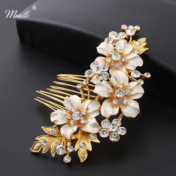 Miallo Wedding Bridal Hair Combs Vintage Crystal Hairpins Prom Jewelry Gold Silver Flower Pattern Hair Accessories Pins Women