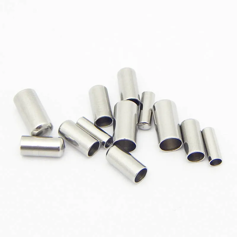 30pcs Stainless Steel End Caps Fit 2/3/4/5mm Leather Rope For DIY
