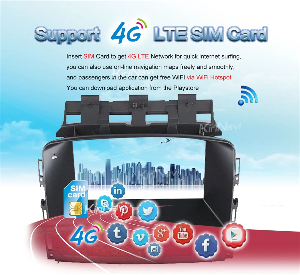 Clearance KiriNavi Octa core 4G LET android 7 car radio for Buick Excelle XT GT Opel Astra J gps navigation 2008 - 2013 support 4K 4G 2
