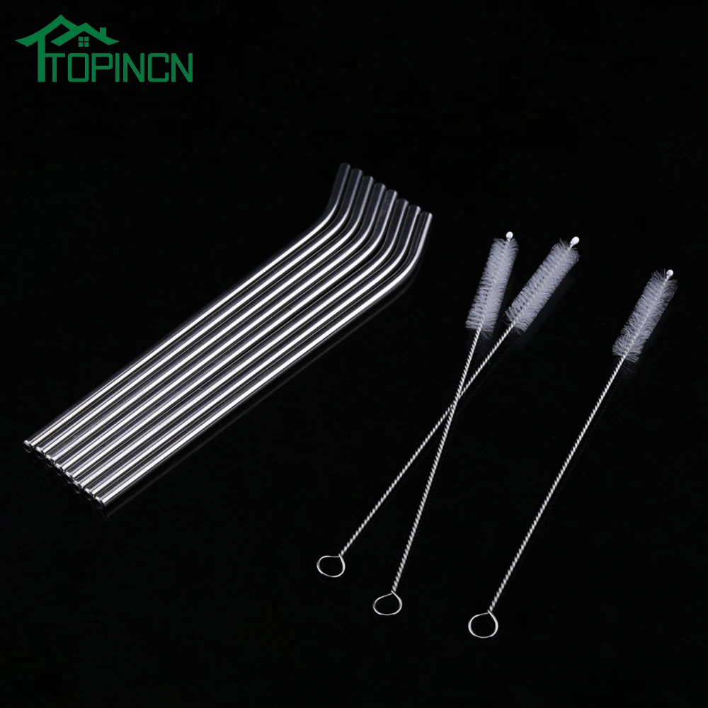 

8Pcs Drinking Straws Reusable Straw With 3pcs Cleaning Brushes Eco Friendly Stainless Steel Juice Milk Beverage Straw Set 2017