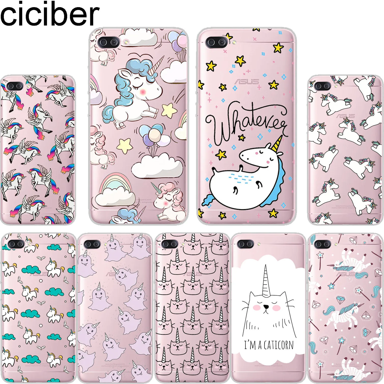 

ciciber Animal Unicorn For ASUS ZenFone 5 4 3 3S Max Pro Plus Laser Deluxe Selfie Z Q Lite Soft Cover Clear TPU Phones Cases