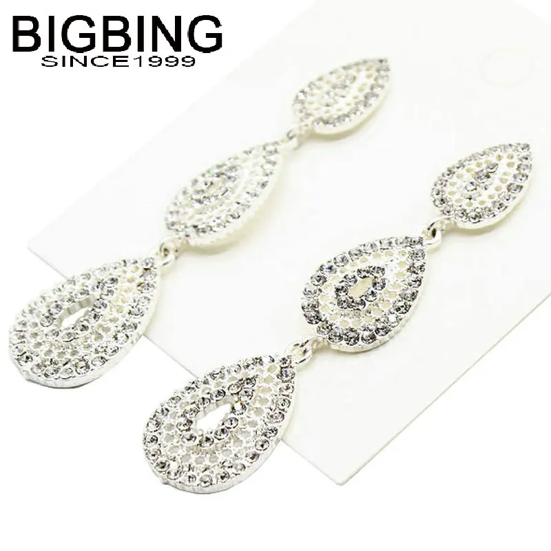 

V109 BIGBING jewelry Fashion silver hollow crystal stud Earring fashion women earring set fashion jewelry good quality