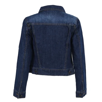 

Women Lapel Cropped Denim Jeans Long Sleeve Jacket Coat Short