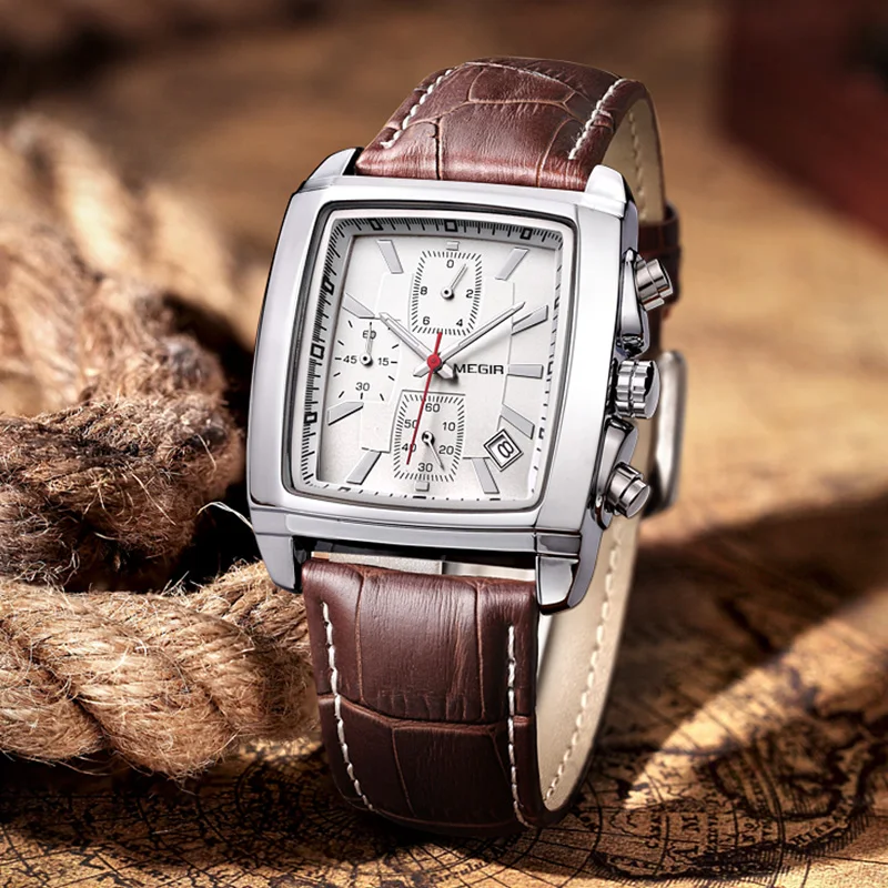 MEGIR Original Quartz Watch Men Top Brand Luxury Army Military Watches Leather Dress Wristwatch Clo