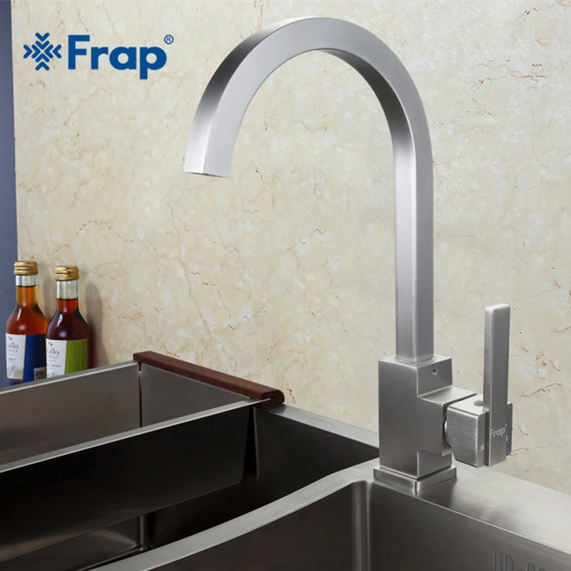 

New Arrival Frap Hot and Cold Water Kitchen Faucet Space Aluminum Brushed Swivel Crane 360 degree rotation torneiras F4052-5