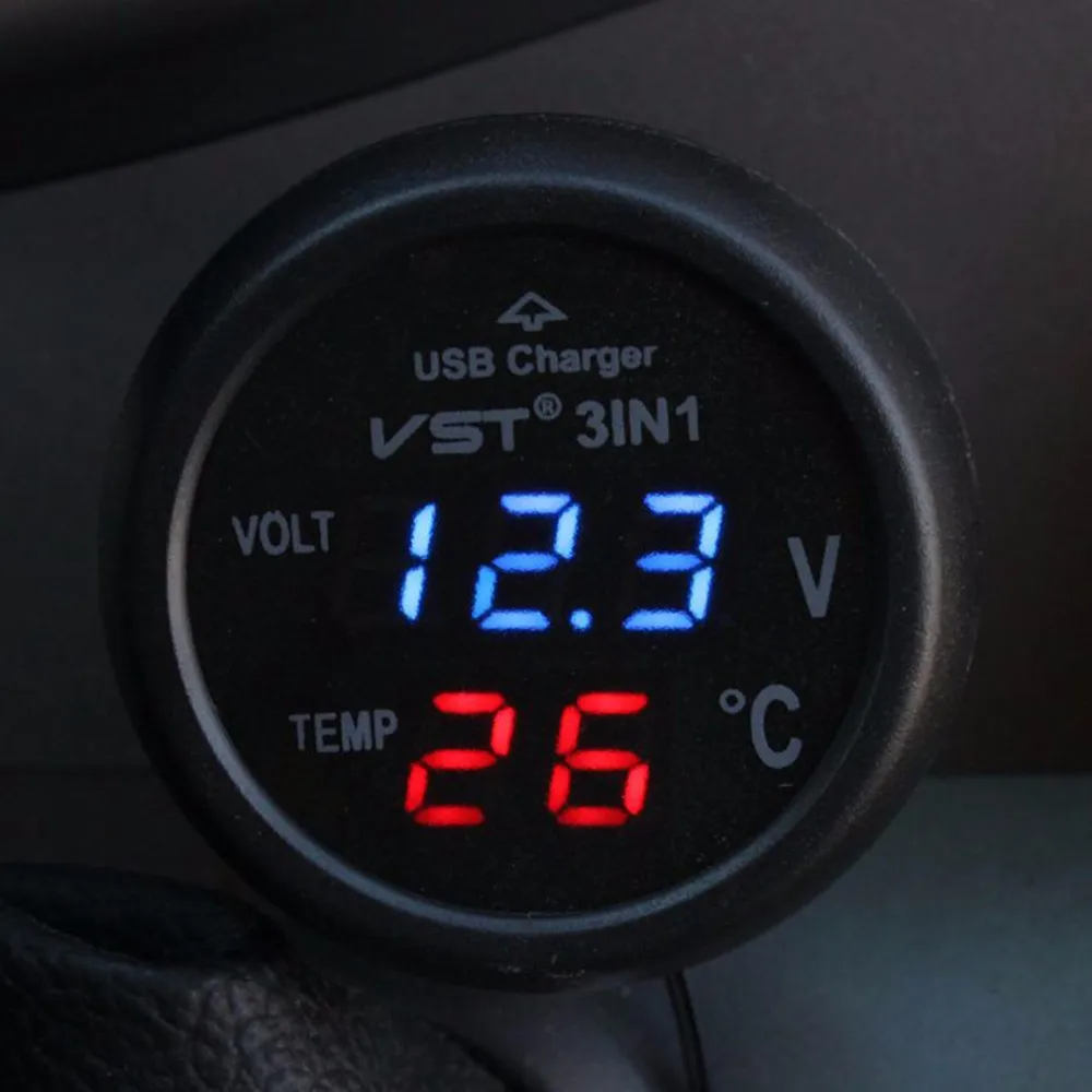 Guaranteed-100-3in1-Digital-Voltmeter-Thermometer-12-24V-Cigarette-Lighter-USB-Car-Charger- (2)