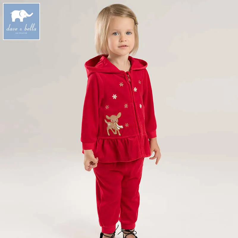 

DBZ6297 dave bella autumn infant toddler baby girls fashion hooded clothes kids long sleeve clothing sets children 2 pcs suit