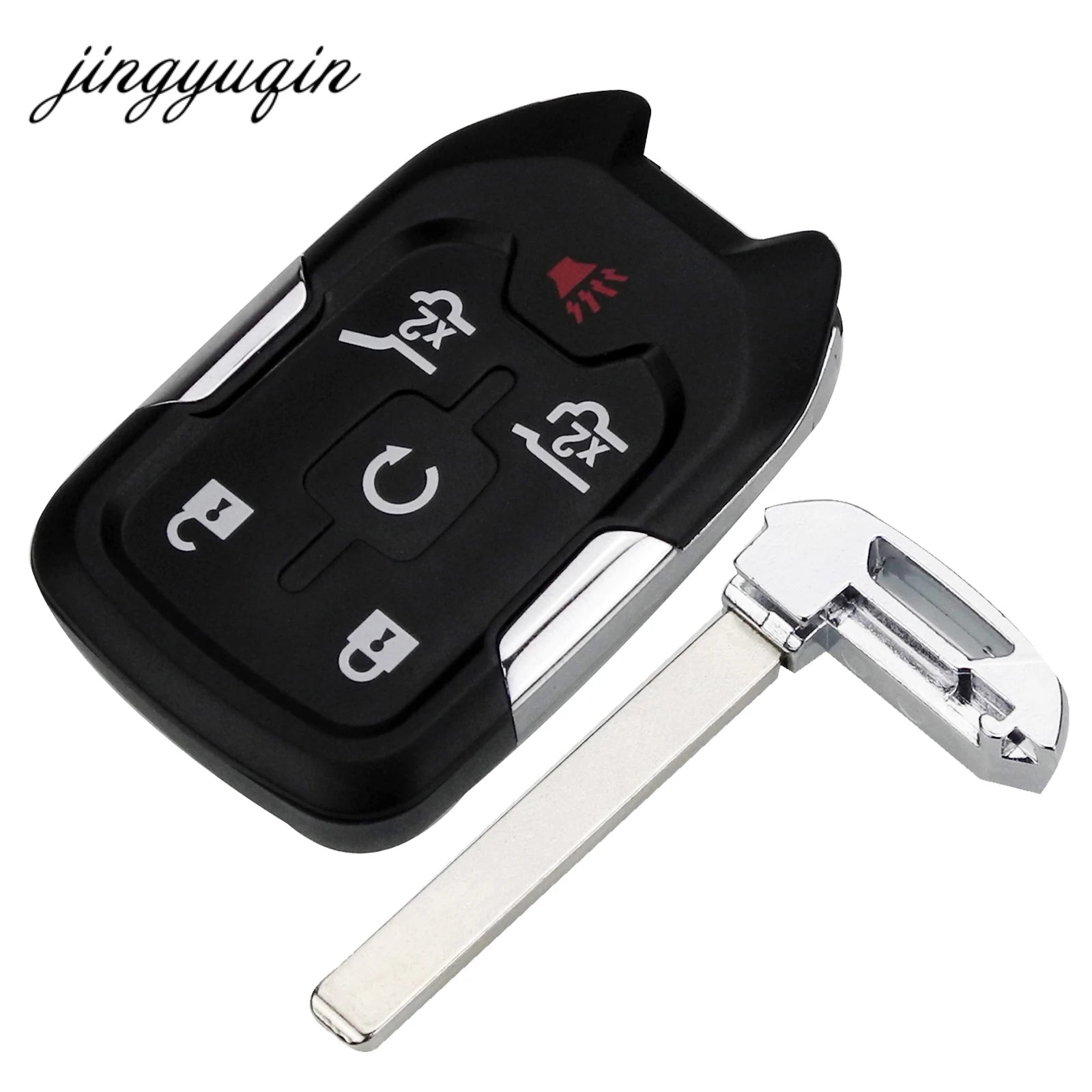 

jingyuqin 10pcs/lot 6 button Smart Keyless Fob Shell for Chevrolet Suburban Tahoe for GMC YUKON Uncut Blade Remote Key Case