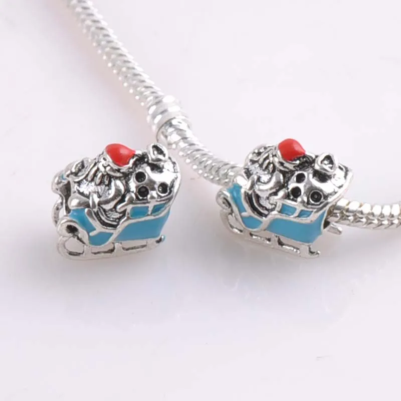 

10 шт. 13x12 мм посеребренные рождественские разделители в виде кареты, бусины, Подвески, подходят для детской рукоделия