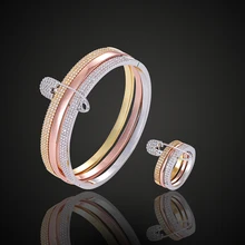 Fateama, роскошные брендовые ювелирные изделия, микро браслет и кольцо, 3 цвета, с покрытием, безопасная вставка, браслет, модные ювелирные изделия