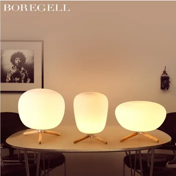 

British Design Mushroom Stone like Table Lamp with wood tripod