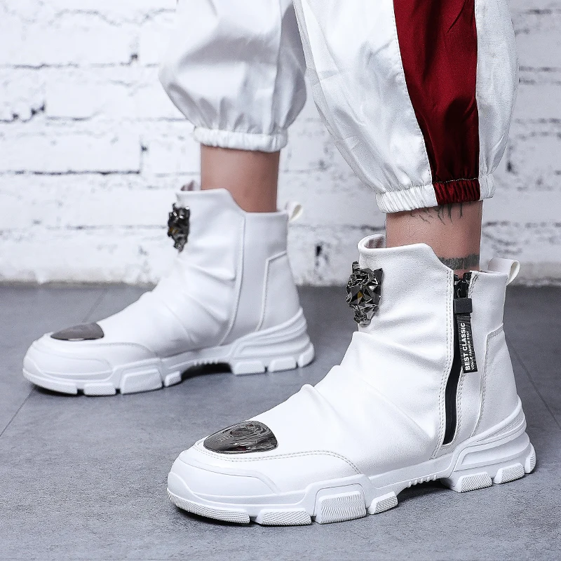 2019 جديد الصينية التزلج أحذية الرجال عالية الترفيه الهيب هوب حذاء رياضة البريدي شقة الانزلاق على جلد الربيع الساخن الأصلي مراهق