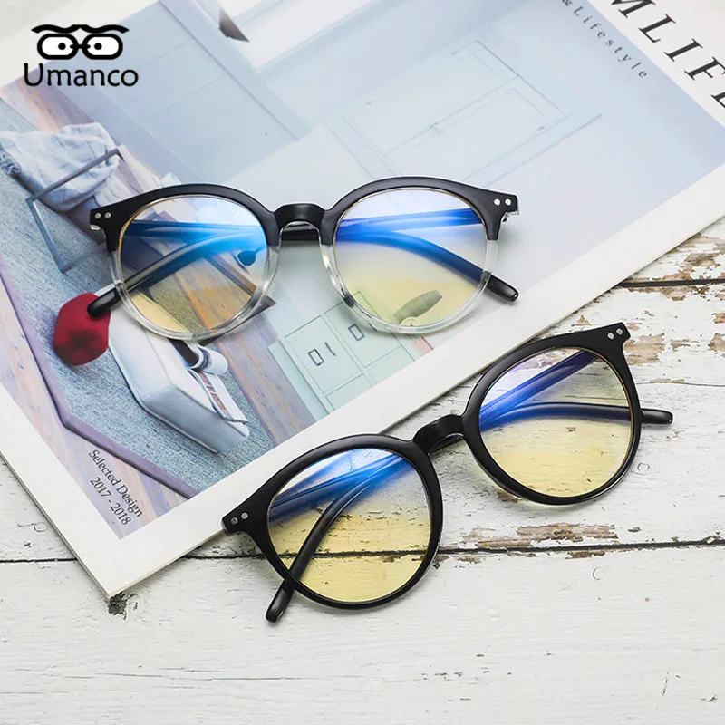 Umanco Новые прозрачные голубые легкие очки для женщин и мужчин, ПК рамка, студенческий компьютер, чтение, прозрачные игровые аксессуары для мальчиков, подарки
