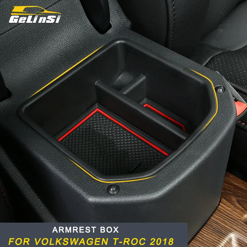 

GELINSI For vw Volkswagen t roc troc T-ROC 2017 2018 Armrest box storage box Interior Accessories Stowing Tidying Car Central