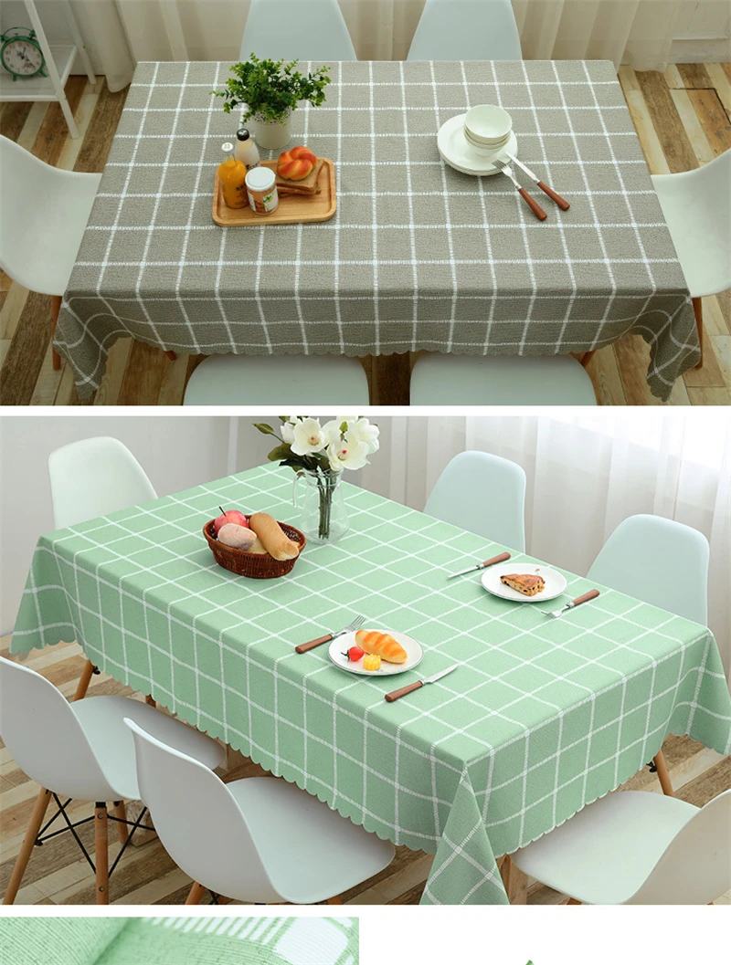   Pastoral Plaid Rectangular Waterproof Tablecloth Fabric Pvc Tea Table Cloth Waterproof Oilproof For Table Cover Plastic For Home