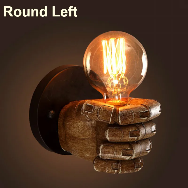 New 220V Vintage Resin Fist Wall Lamps LED Bulbs Corridor Lights Bedroom Living Room Wall Light Holder Home Art Decoration E27