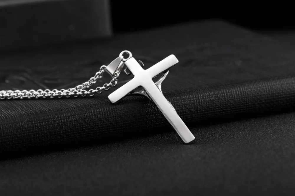 Античное тибетское серебряное ожерелье с подвеской в виде креста, необычное титановое ожерелье с Иисусом Круз для мужчин, ювелирные изделия с распятием для мужчин
