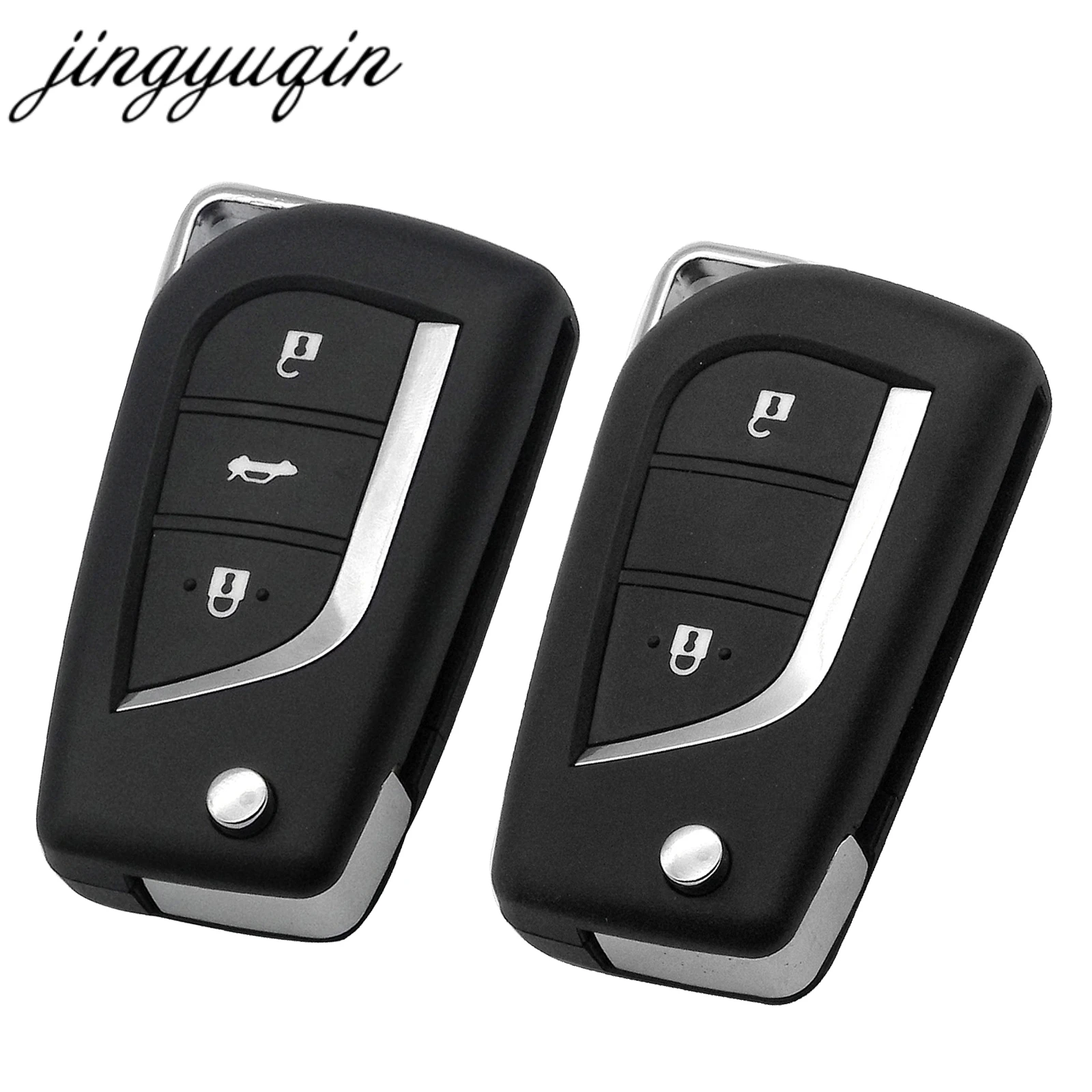 

jinyuqin 10pcs Toy48 Toy43 Flip Folding Remote Key Shell for Toyota Levin Camry Reiz Highlander Corolla Key Case 2/3 Button
