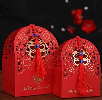 

300pcs/lot Chinese style Hollow out lace Wedding box Candy Box gift box bonbonniere wedding favour boxes