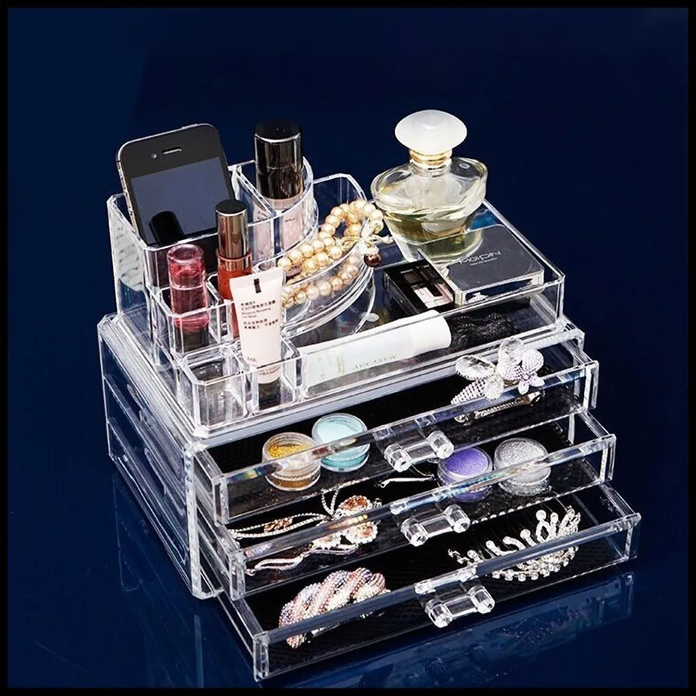 

Durable Arrivals Multi-layer large capacity drawer type transparent cosmetic plastic storage box desk accessories New