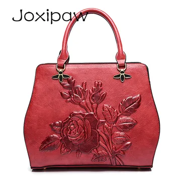 

New Autumn and Winter Fashion Women Designer PU Leather Messenger Bags National Floral Handbag for Female Ladies Shoulder bags