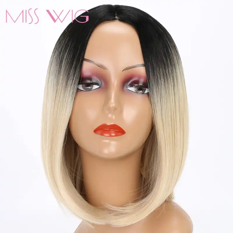 Miss Wig Ombre Blue Blonde Grey Hair Short Wigs For Black Women