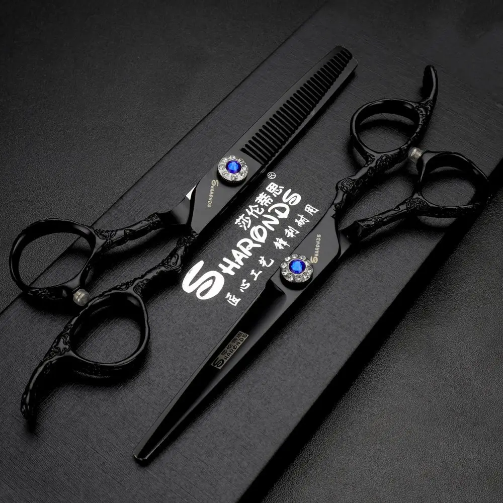 

6" black japan hair scissors hairdressing scissors thinning scissors
