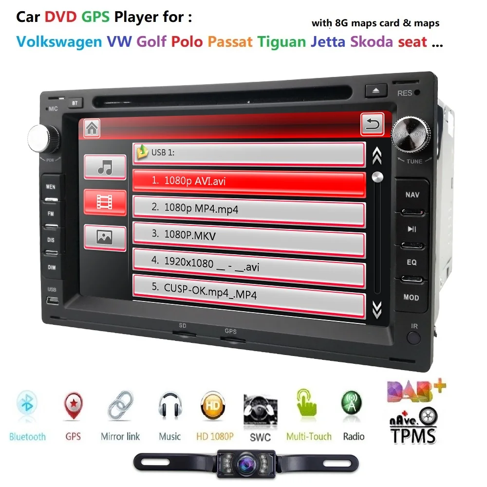 Excellent 2 Din New Car dvd player Double Stereo Gps Navigation In Dash Pc Video For old VW Skoda Superb BORA POLO MK3 MK4 FM rear camera 2