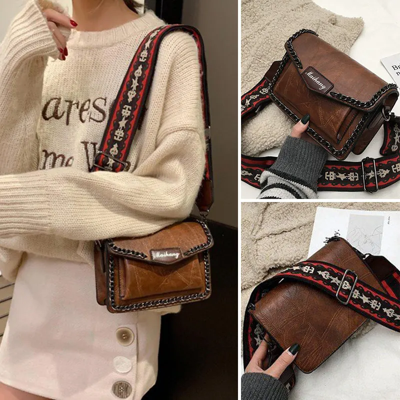 

Vintage Design Mini PU Leather Women Shoulder Bag Fashion High Quality Female Small Square Pack Casual Flap Girls Crossbody Bags