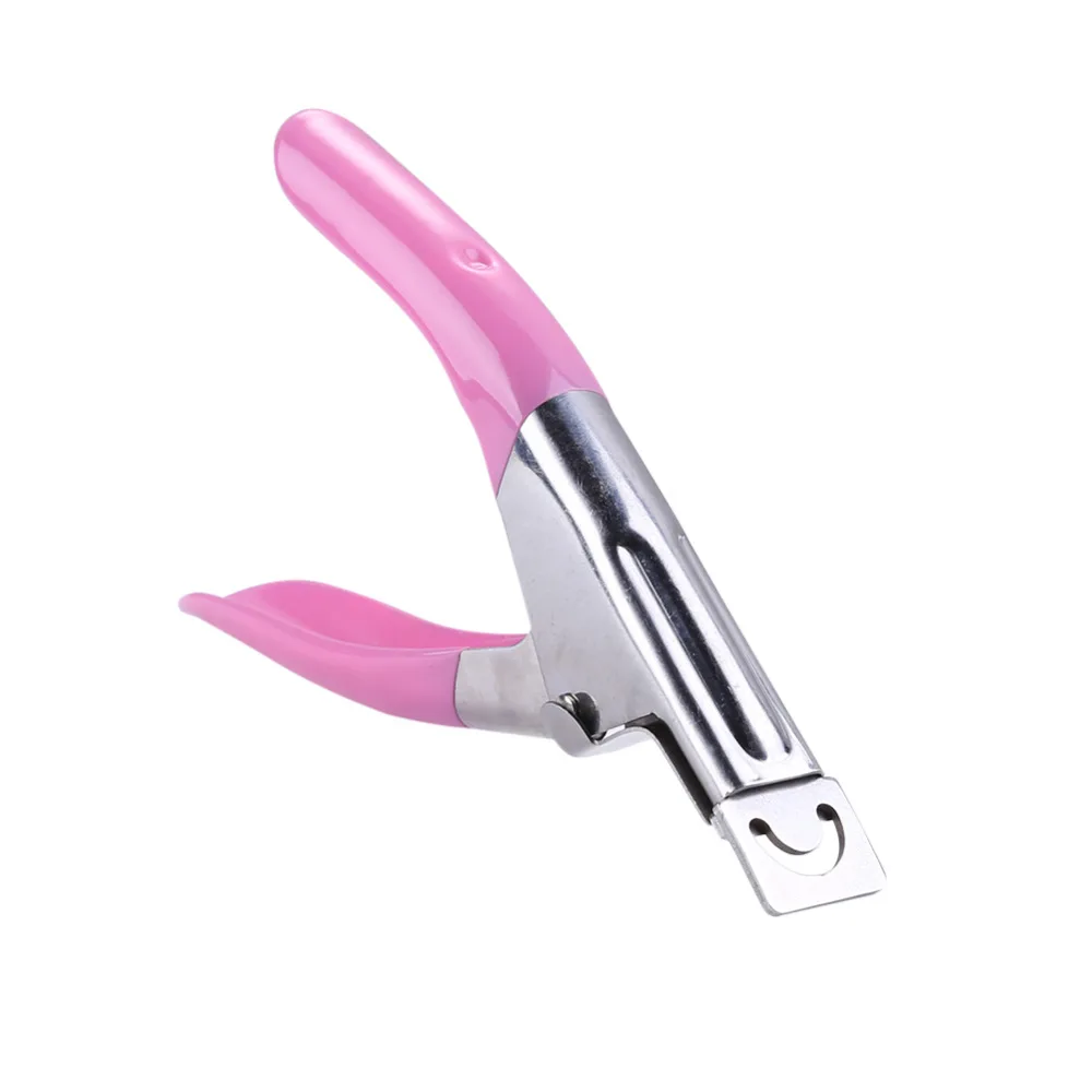 

1 pcs Pink Edge Nail Art Manicure UV Gel False Tips Clipper Cutter Cuticle Nipper Trimmer Nails U Cutting Scissors props