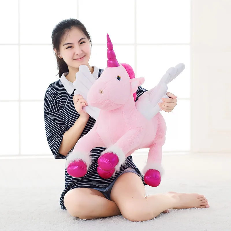 

Hot Big 1pcs 70cm Unicorn Plush Toy Cute Soft Horse Pony Stuffed Animals Doll Pillow For Girls Children Kids Birthday Gifts