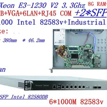 Прямая с фабрики 1U сетевой брандмауэр четырехъядерный Xeon E3-1230 V2 3,3G 6*1000 м 82583 V гигабитная Сетевая интерфейсная карта с 2* SFP 8G Оперативная память 32G SSD