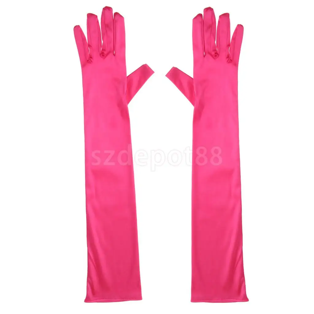 1 Pair Fashion Woman Satin Arm Elbow Long Gloves Wedding Bridal Evening Party Prom Opera Costume