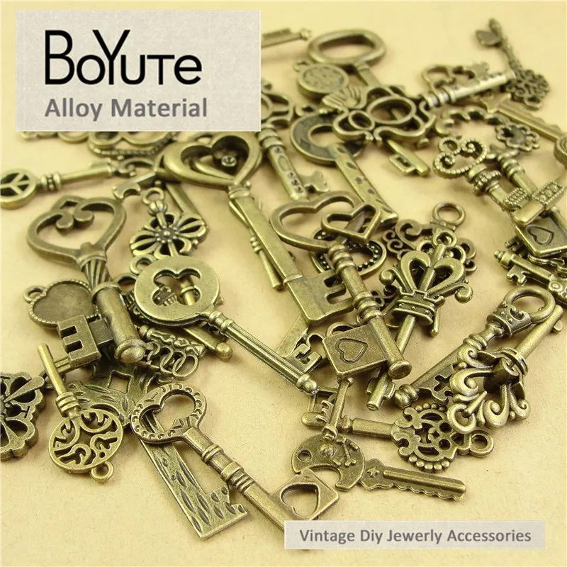 BoYuTe Mix 40 Styles Diy Vintage Jewelry Accessories Factory Wholesale Metal Alloy Key Pendant Charms 1