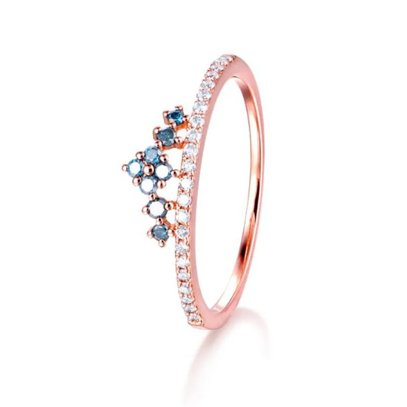 

18K Gold Wedding Jewelry Finger Crystal Crown Rings For Women New Lover Cubic Zirconia Ring Female Engagement Party 1.27G