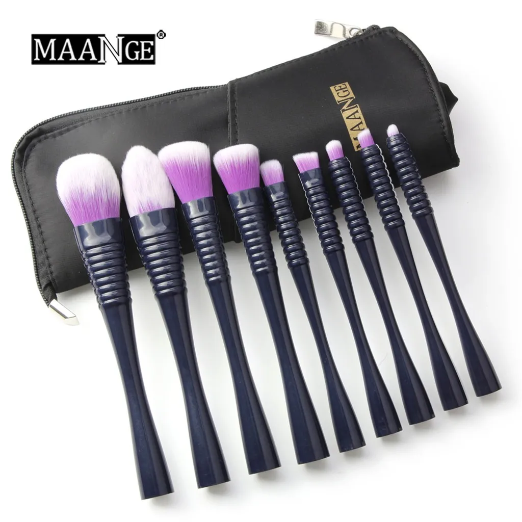 MAANGE beauty Holder полный Профессиональный макияж 9 шт. маленькая Красивая Талия фиолетовый пояс для волос кисти сумка набор кистей для макияжа Maquiagem