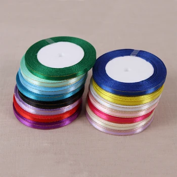

10 Pcs\lot 6 mm Width Gold Side Satin Ribbon For Arts Crafts Sewing Christmas Wedding Decoration Gift Wrap DIY Material Ribbons
